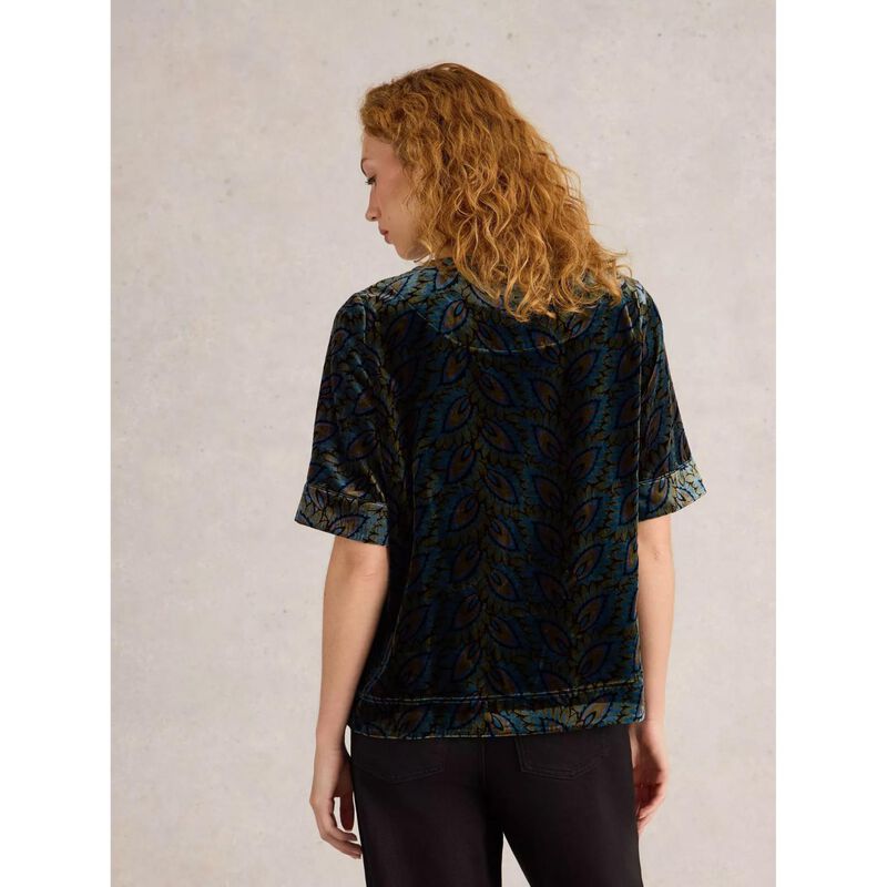 White Stuff Ash Printed Velvet Top image number 1
